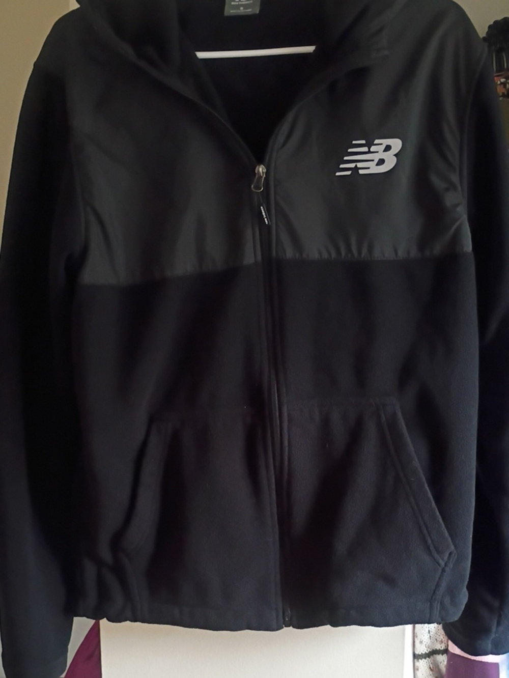 New Balance Women's Black Full-Zip Hooded Performance Jacket with Logo